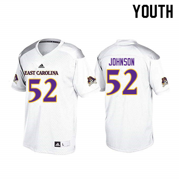Youth #52 D'Anta Johnson ECU Pirates College Football Jerseys Sale-White